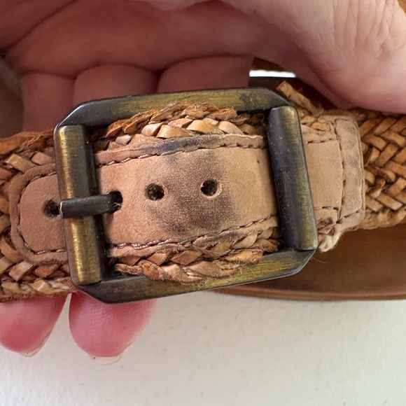 Paul Green Helena Women Size 8 Woven Leather Tan Sandals Slingback Heel Boho - Picture 12 of 15